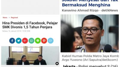 Pelajar SMK Divonis 1,5 Tahun Penjara Karena Hina Presiden, Bagaimana dengan S?