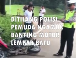 [Video] Viral ! Ditilang Polisi, Pemuda Ngamuk Banting Motor