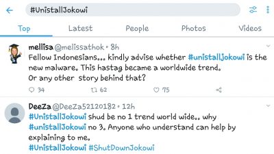 Jadi Top Worldwide, #UninstallJokowi Bikin Bingung Masyarakat Dunia