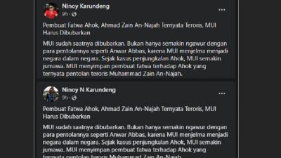 Dua Akun FB atas Nama Ninoy Karundeng Sebut MUI Harus Dibubarkan