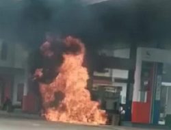 Suzuki Thunder Meledak dan Terbakar Usai Isi Pertalite di SPBU