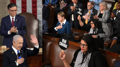 Rashida Tlaib Angkat Poster ‘Penjahat Perang’ saat Netanyahu Bicara